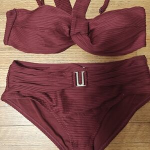Burgundy Bikini Set with Twist Front
